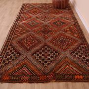 Burgundy Vintage Moroccan Rug 168 x 297 cm, Berber Wool Rug, Handmade Rug