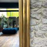 Antique mirror 136.5/98cm Louis-Philippe pearl-gilded with gold leaf.