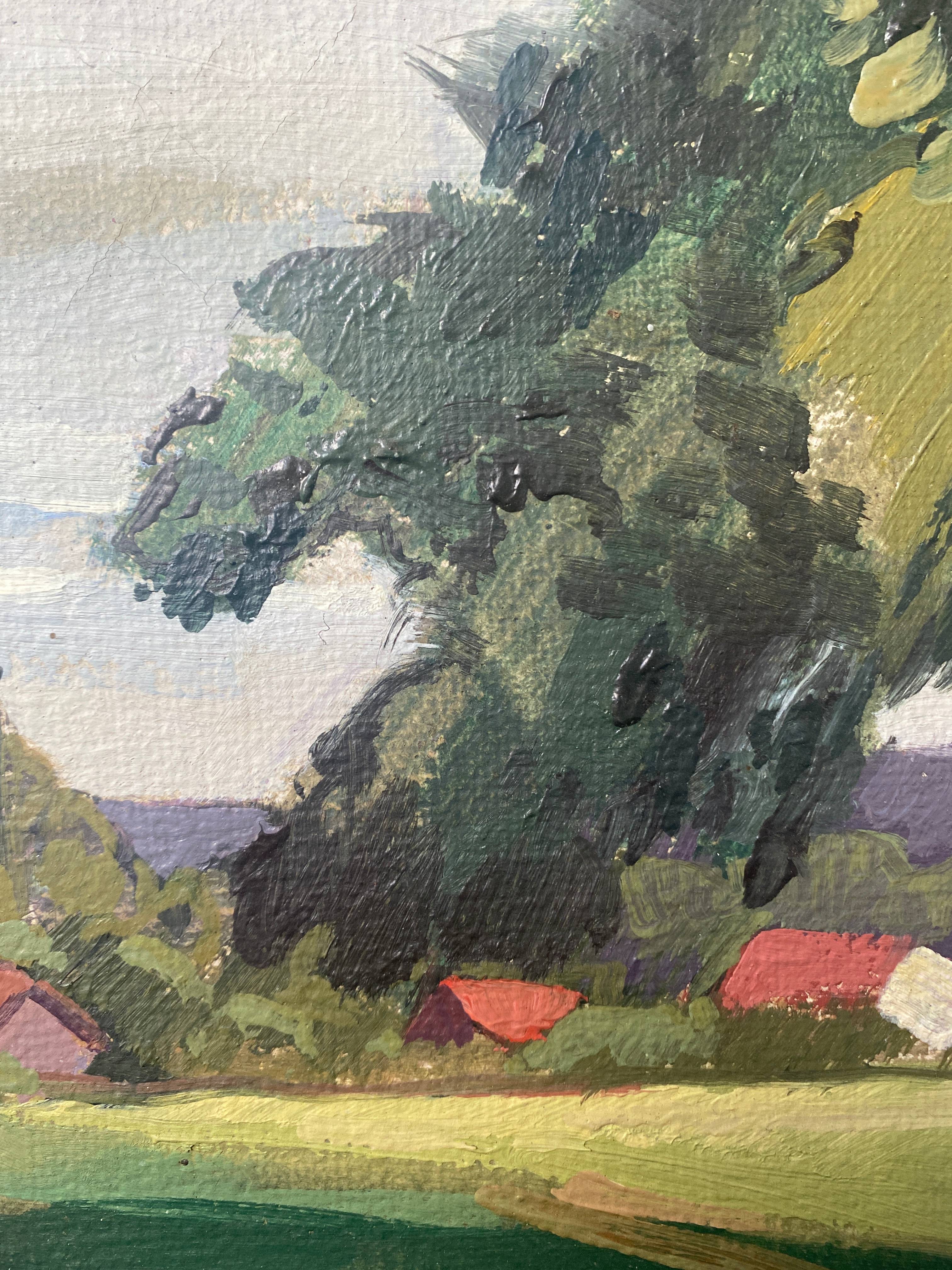 HST painting "Landscape in Jouy sur Eure" by Léon Gaudeaux (1893 / 1947)