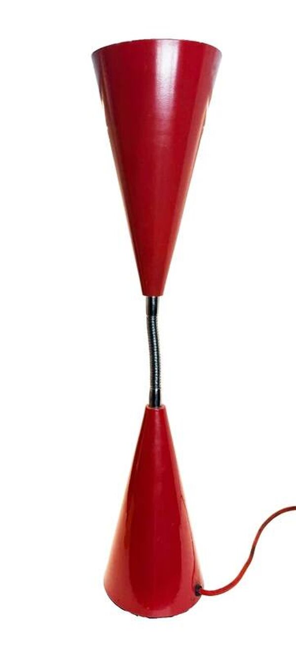 Lampe de table 80's style Max Bill, Egoluce, marron-rouge vintage
