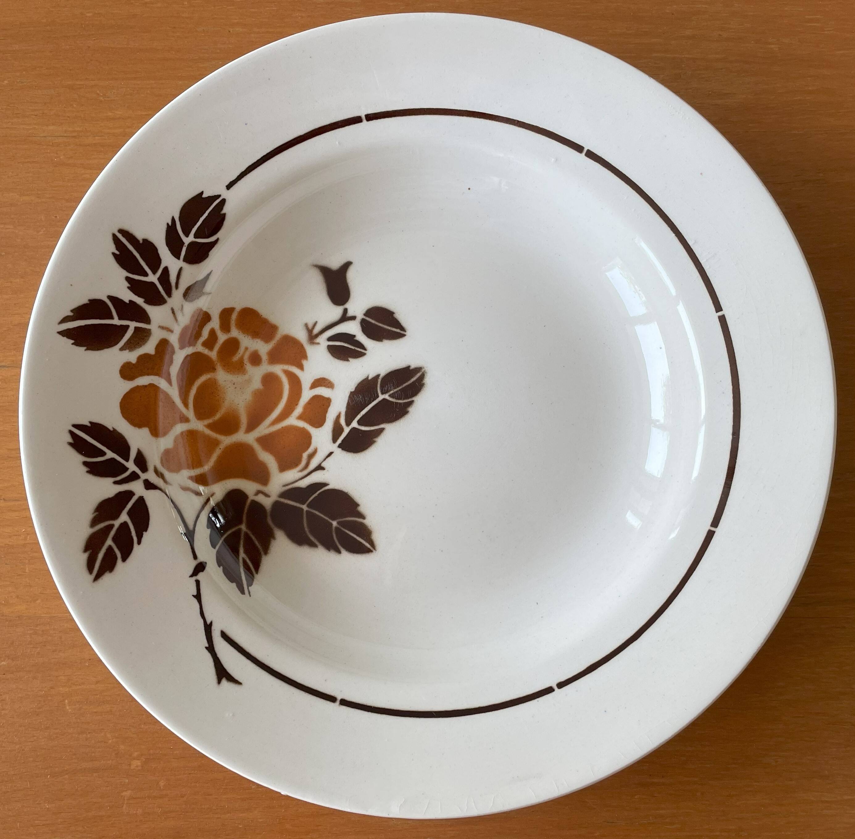 6 old earthenware soup plates from Saint-Amand (North)