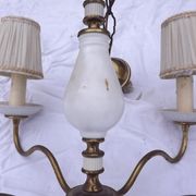 4 metal gold and opalescent arms chandelier