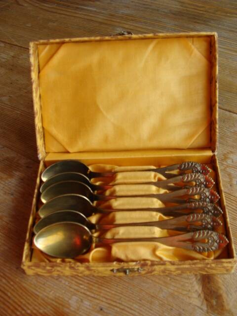 Vintage brass teaspoons