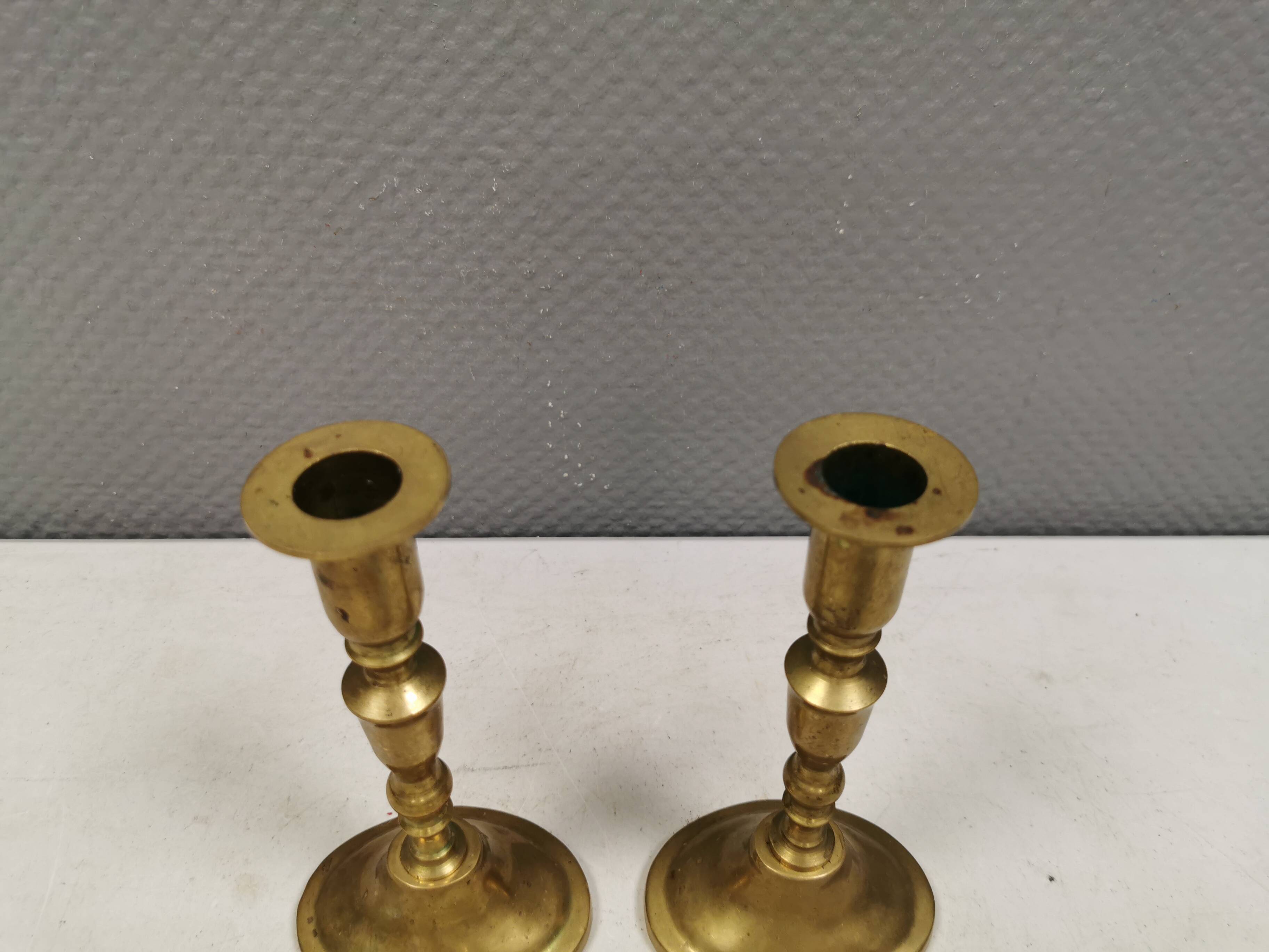 A set of vintage brass candlesticks, made by MALM Denmark in the 1960-70s.