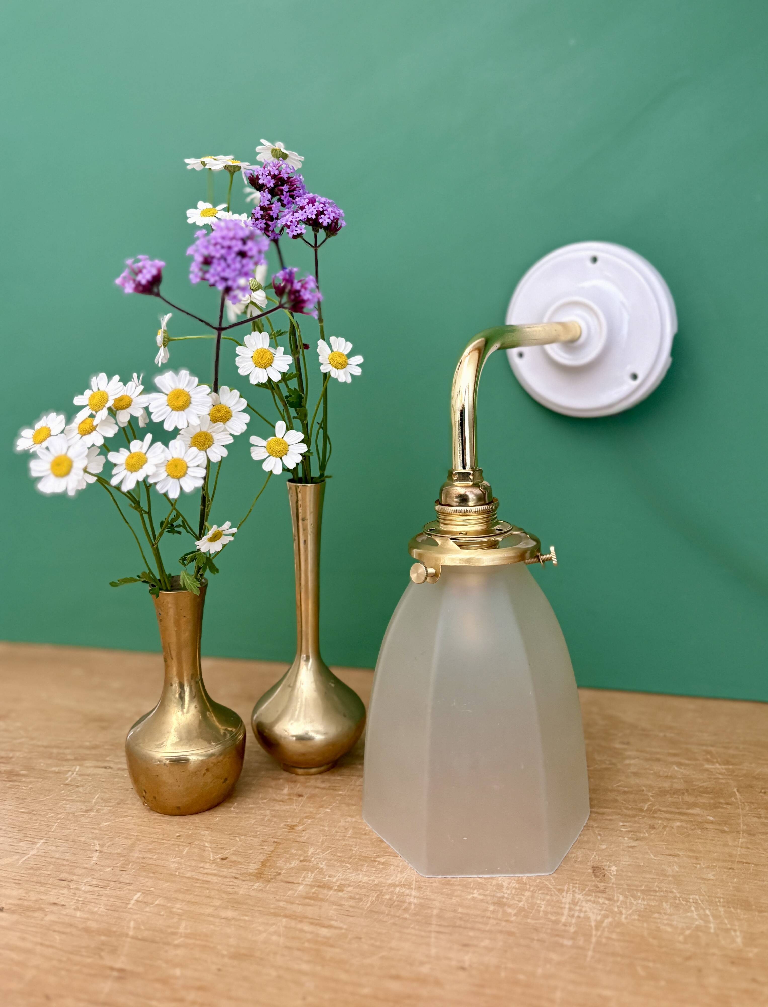 Vintage frosted glass tulip wall light