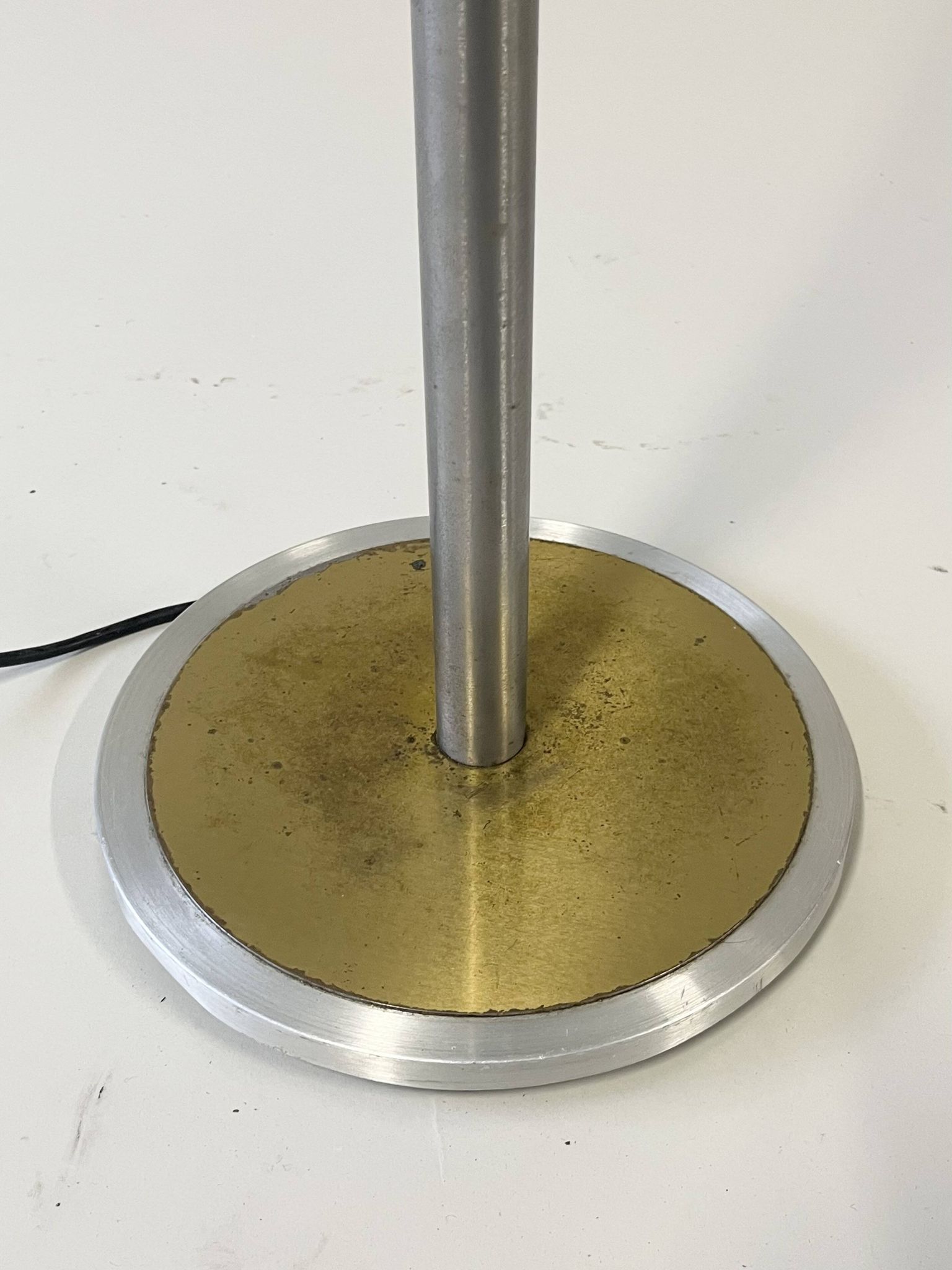 Italian Floor Lamp in Brushed Steel and Brass, 1970s