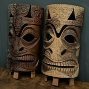 Pair of mid-20th century Africanist statue masks in carved wood