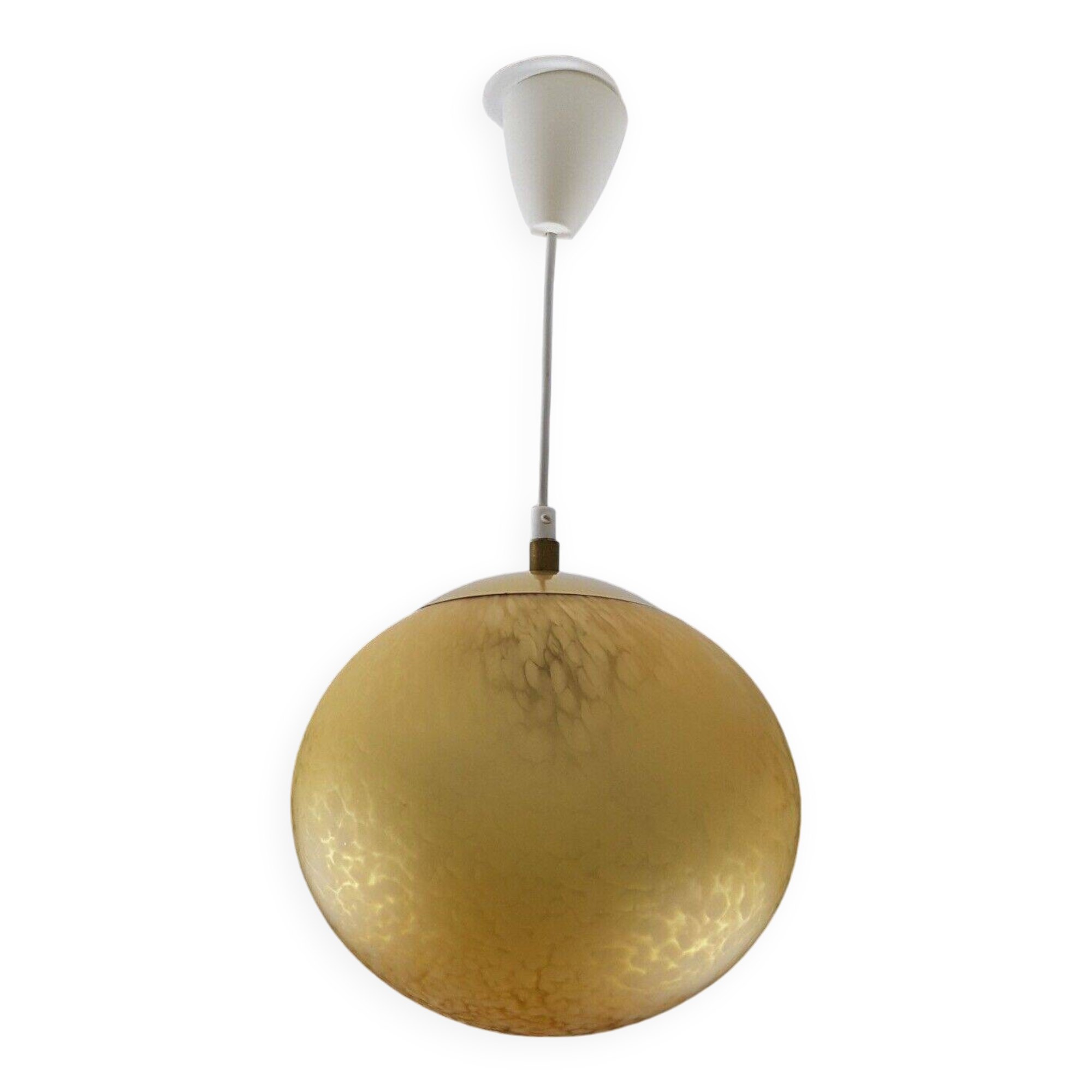 Amber speckled glass and gold aluminum globe