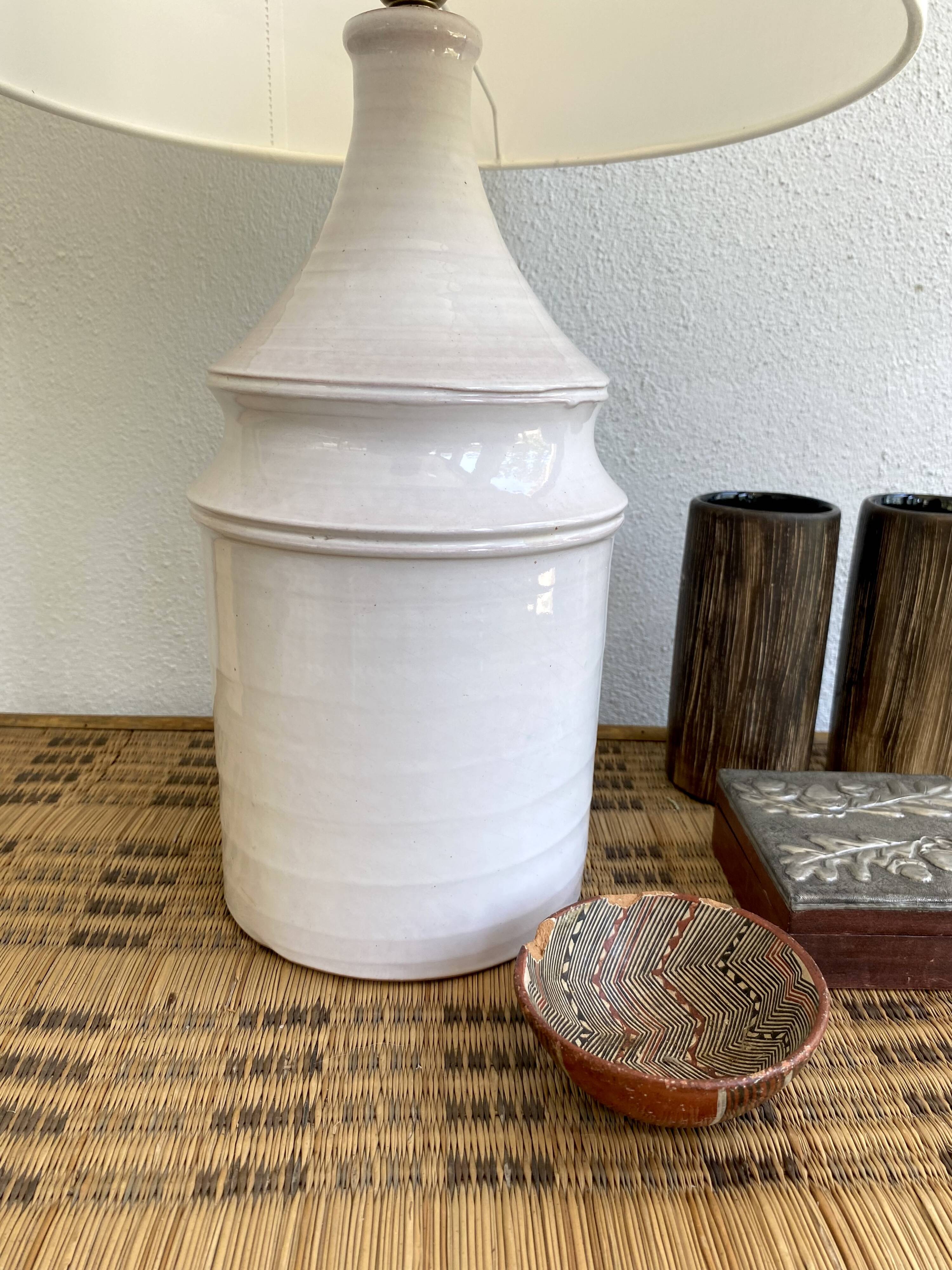 Ceramic lamp, fabric cable 2m, fabric shade