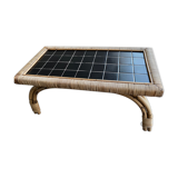 Coffee table year 60 in bamboo and ceramic