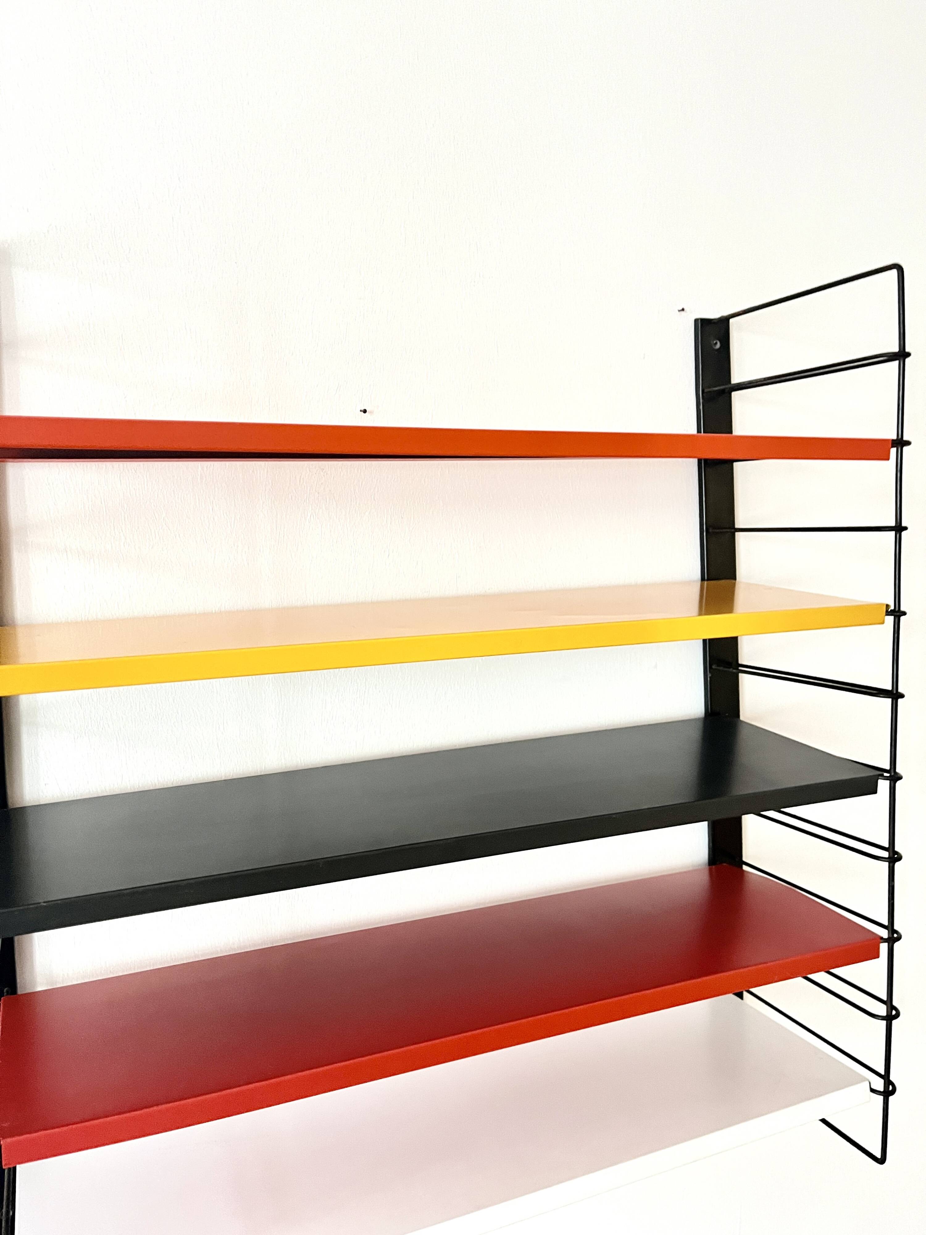 Étagère murale en métal Tomado De Stijl vintage originale (5 étagères), milieu du siècle