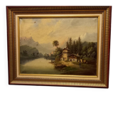 Tableau "paysage alpin romantique "