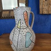 Pichet d'art de hyèvre signé émaux polychrome