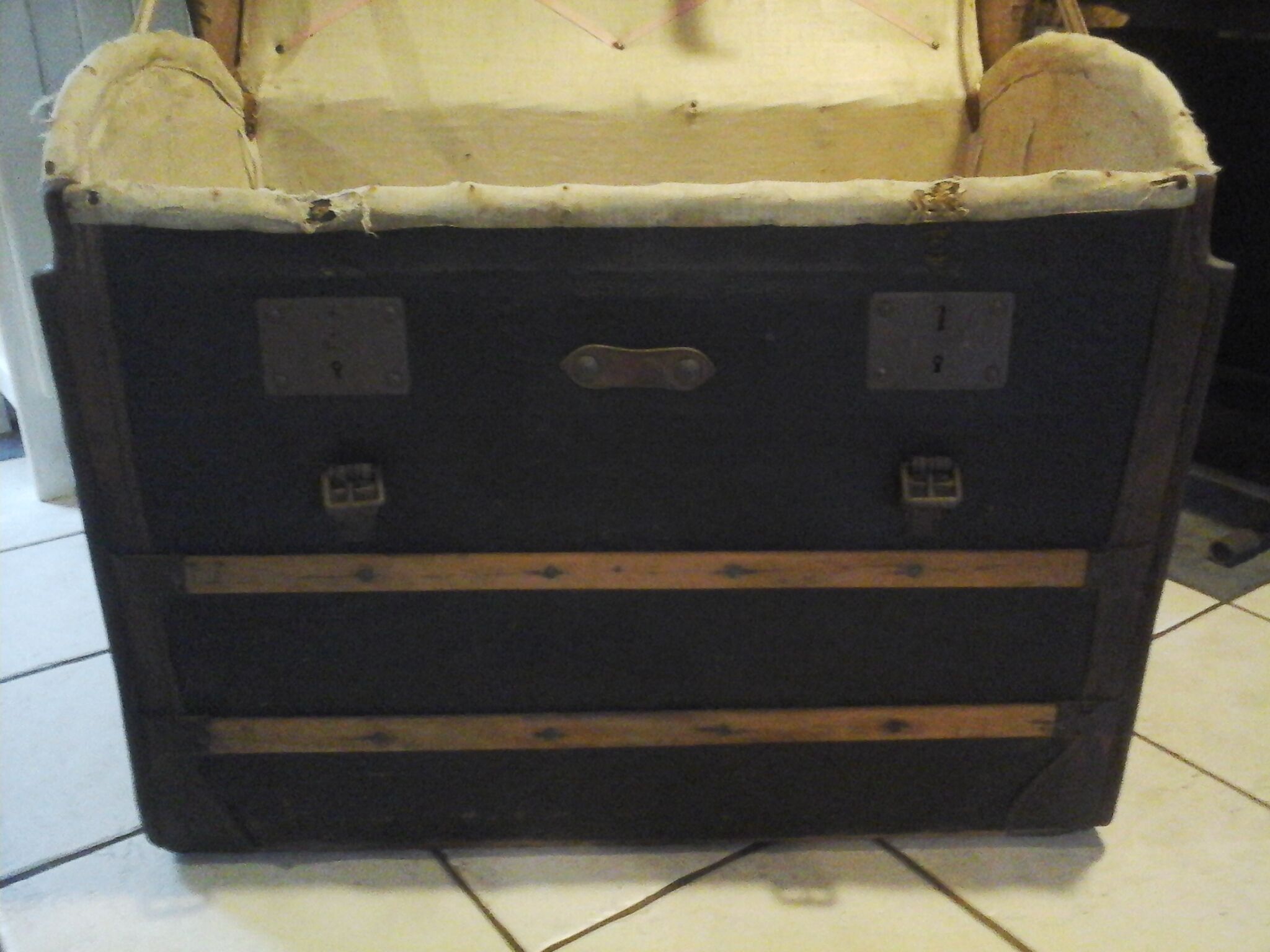 Leather travel trunk