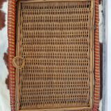 Old worker in wicker with red braiding 60s