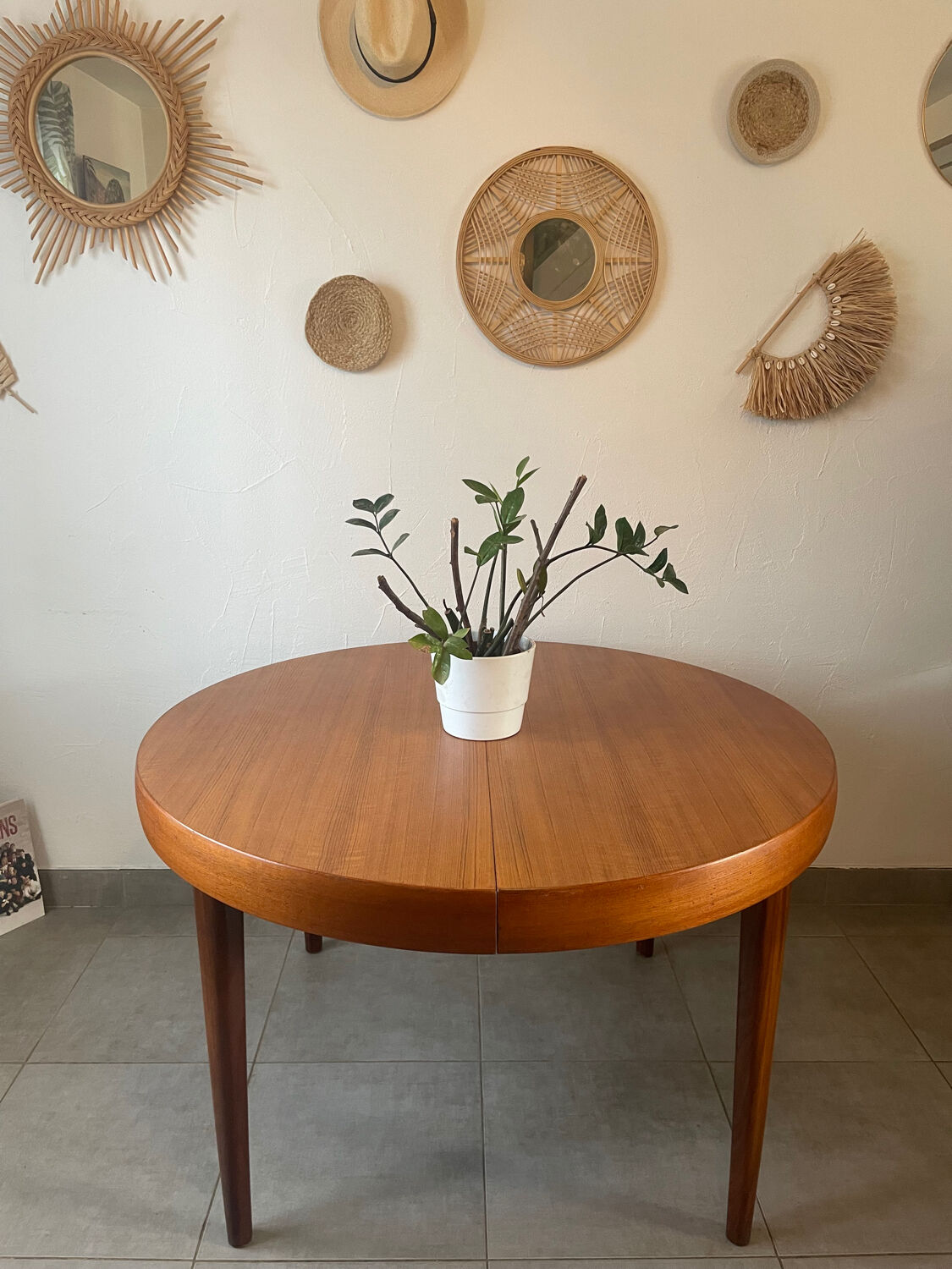 Table en teck vintage NF 2 rallonges