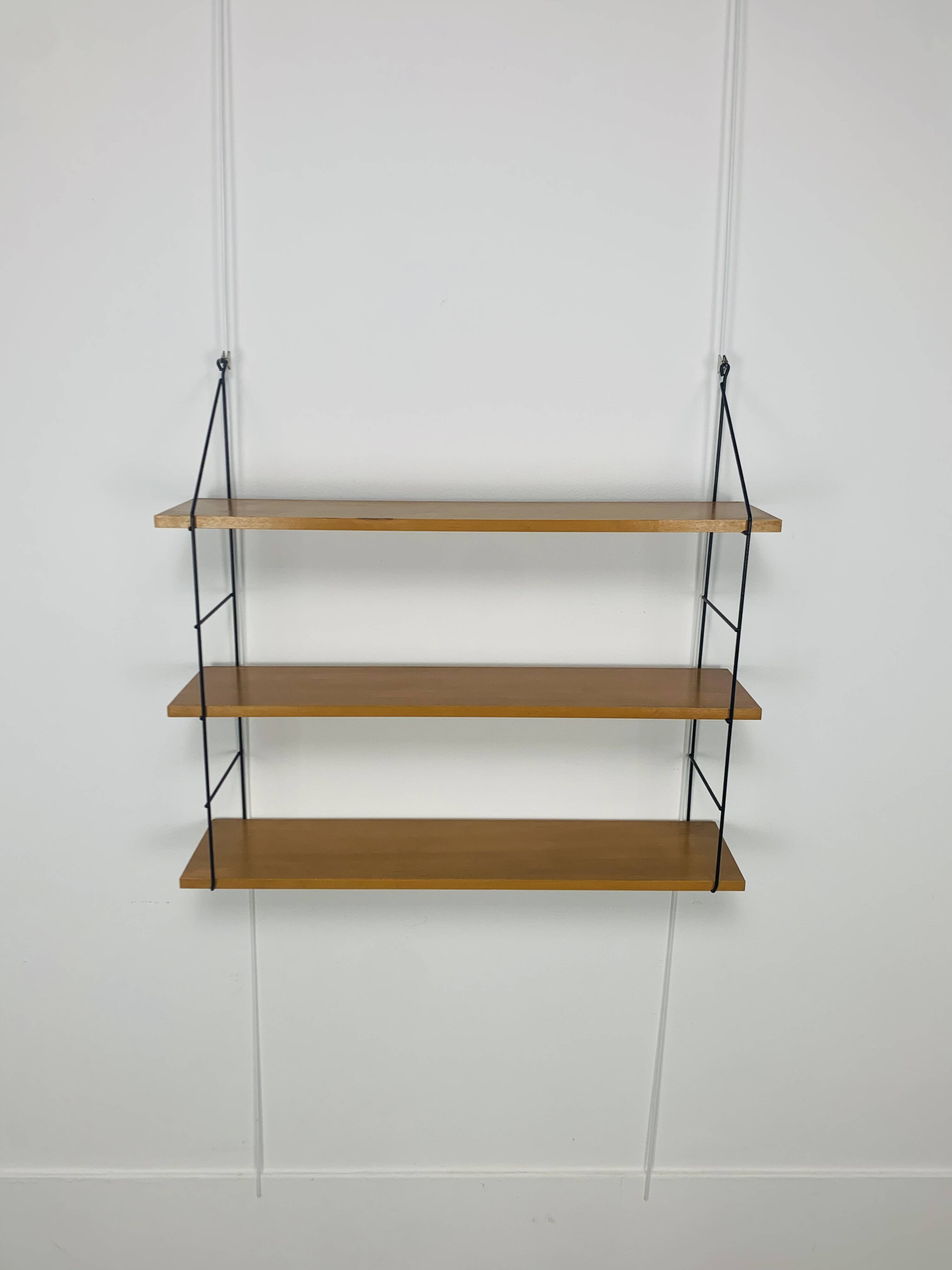 Wooden and metal string shelf, 1960s
