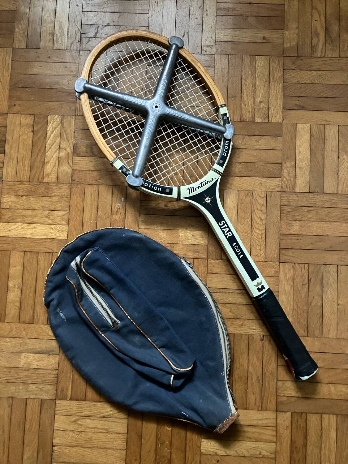 Vintage wooden tennis racket Montana Promotion