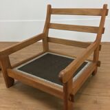 Brutalist chair with oak feathers