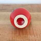 Petit vase pichet vintage en céramique, poterie de lave française des années 1950, rouge et gris