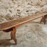 Antique French Pine Wood Bench – 1920s