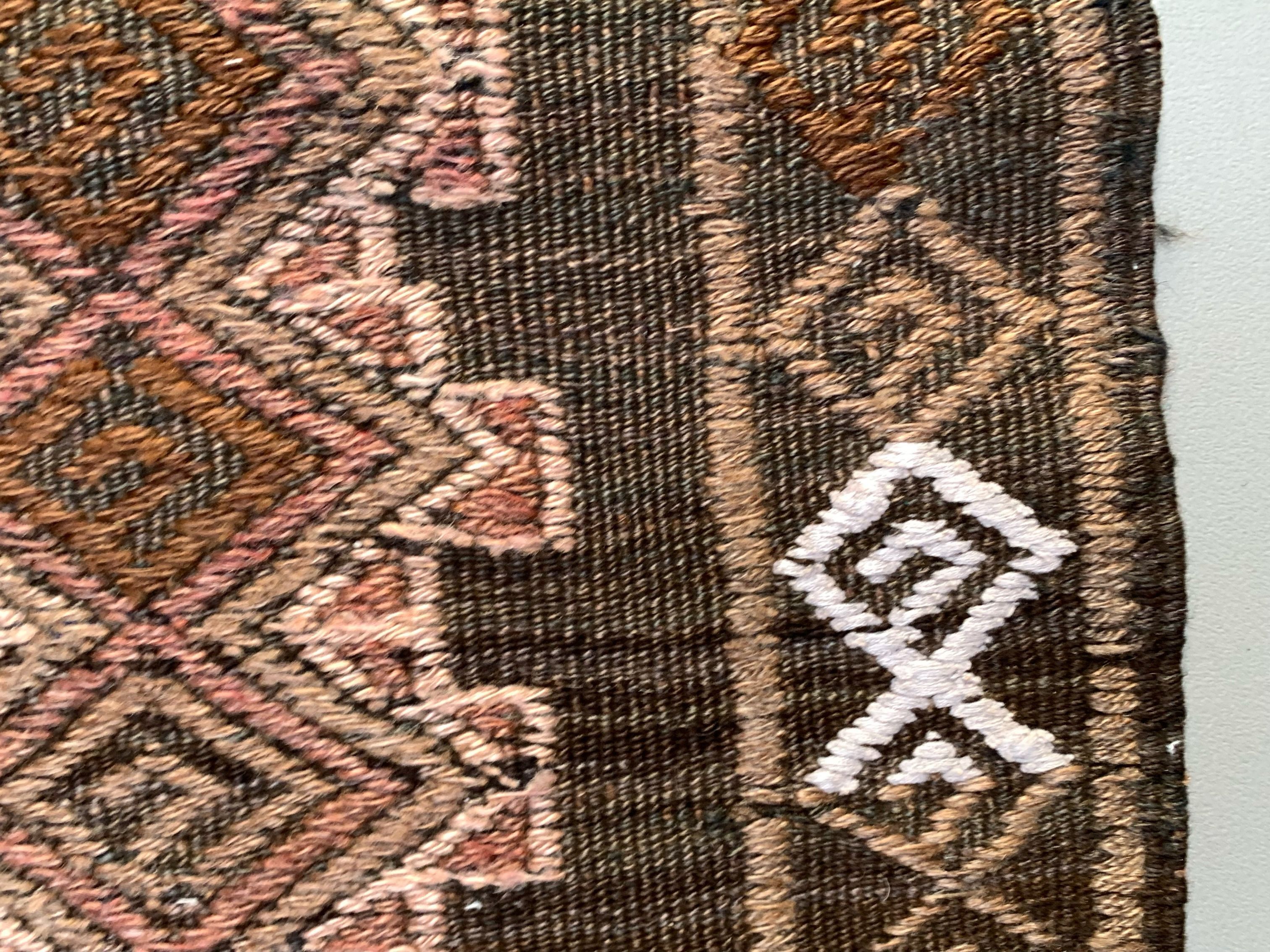 Large Vintage Turkish Kilim Rug 180x182 cm Wool Kelim, Square