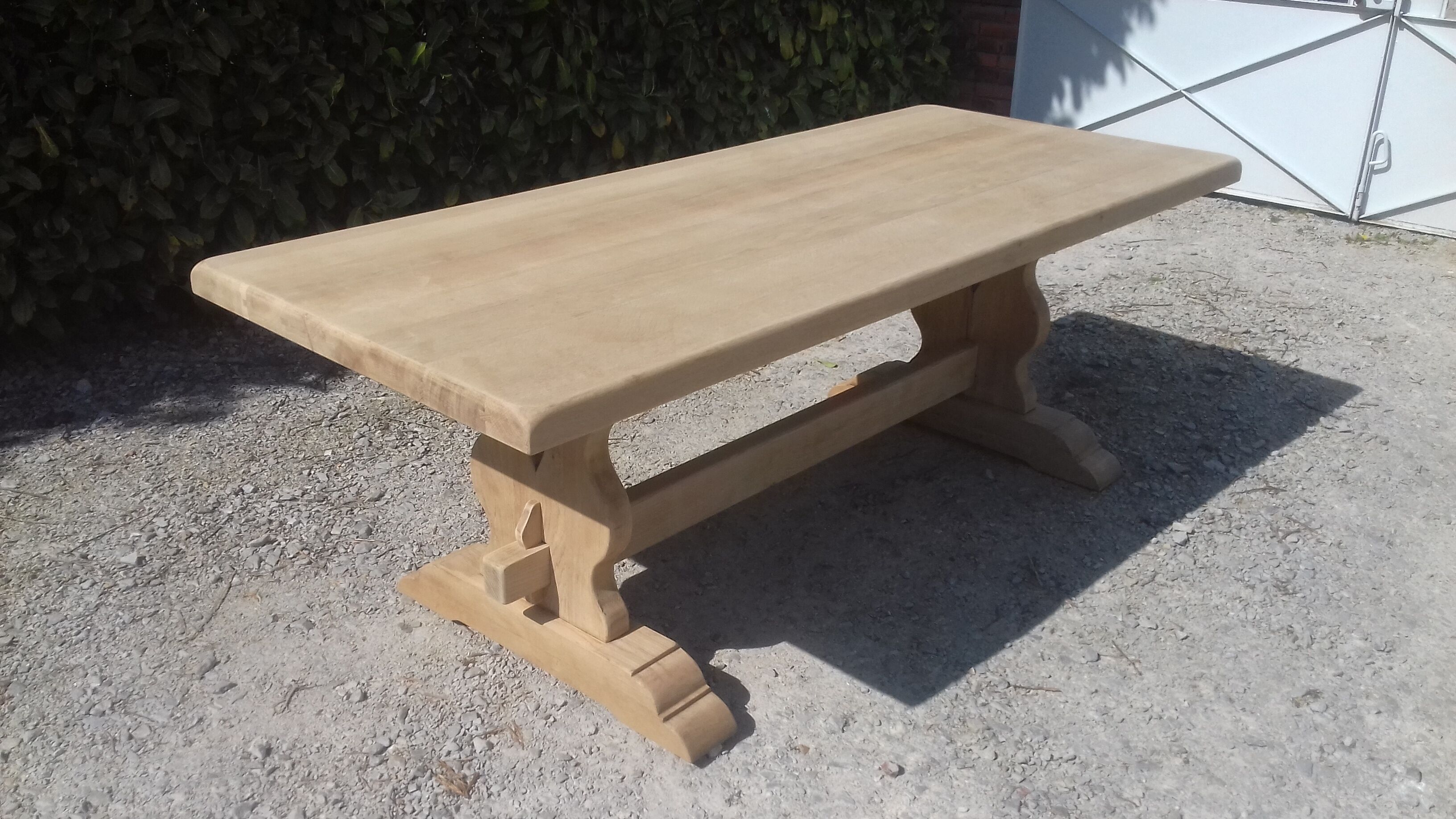 Solid oak monastery table raw wood.
