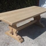Solid oak monastery table raw wood.