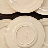 6 vintage pale pink earthenware dessert plates