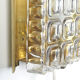 Brass an pressed glass square wall lamps by Carl Fagerlud for Orrefors, 1960