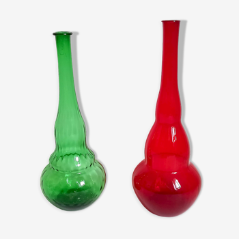 Pair of bottles Empoli 70s green Height 45 cm redHeight 48 cm