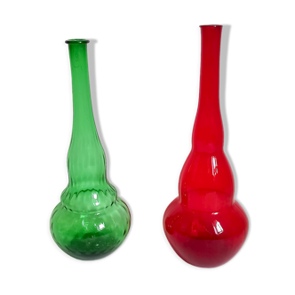 Pair of bottles Empoli 70s green Height 45 cm redHeight 48 cm