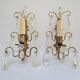 Pair of wall lamps patinated gilded bronze and early twentieth century glass grapevines