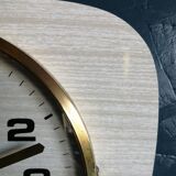 Vintage formica clock silent wall clock "Hangarter wood gray beige"