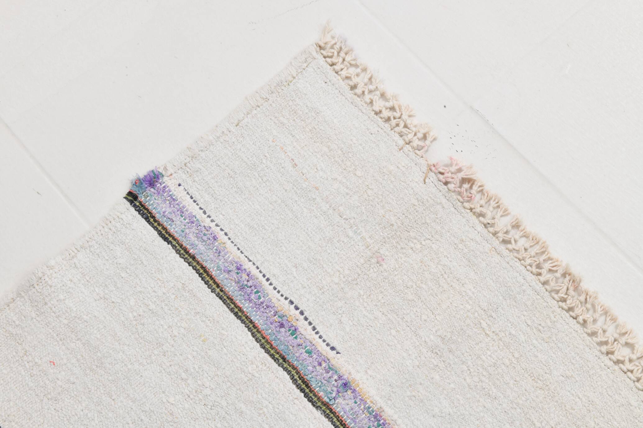 2x5 Natural White Turkish Vintage Runner Rug, 72x169Cm