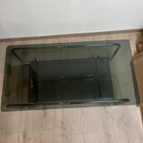 Coffee table in chrome metal and smoked glass design from the 70s