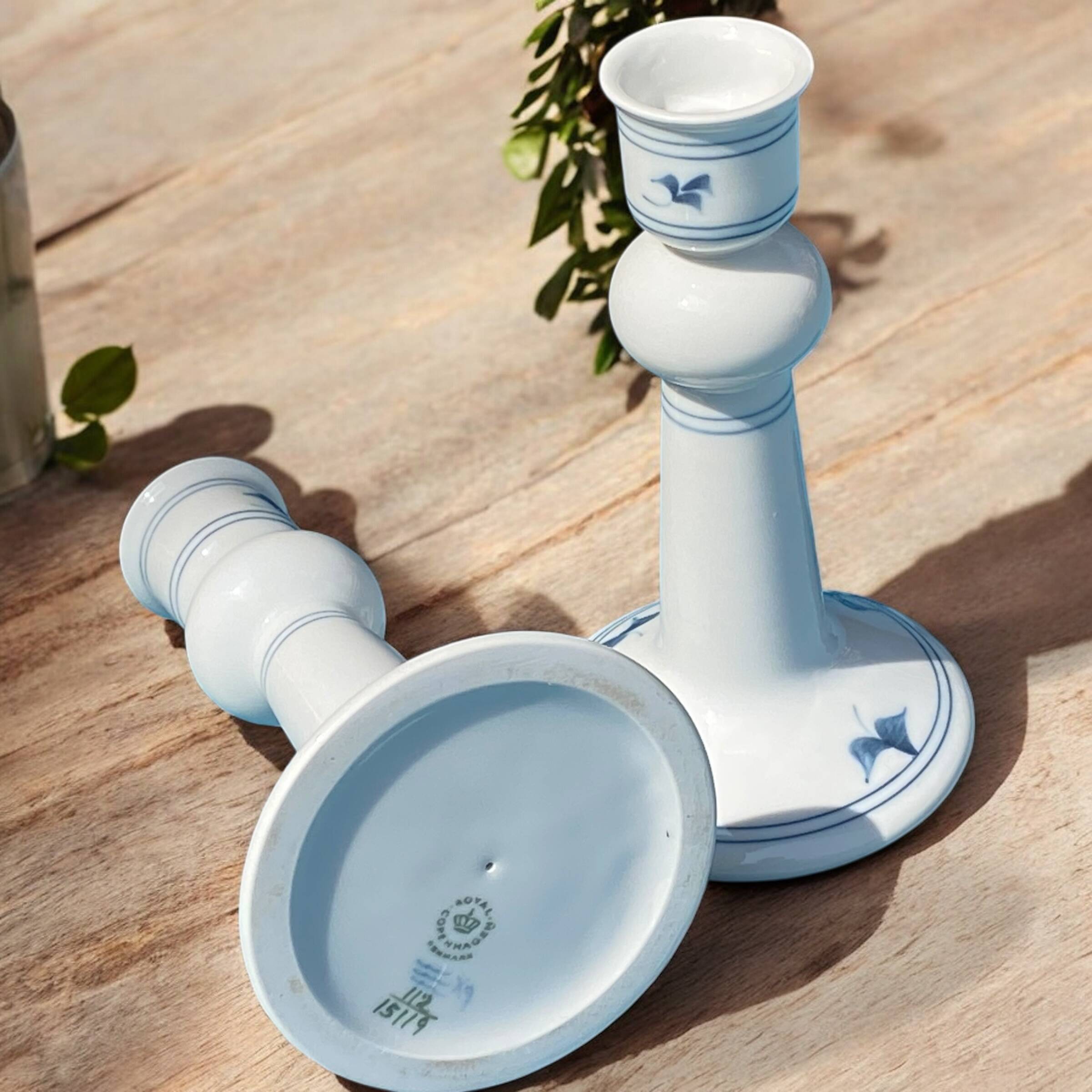 Pair of Vintage Porcelain Candlesticks - Royal Copenhagen Denmark