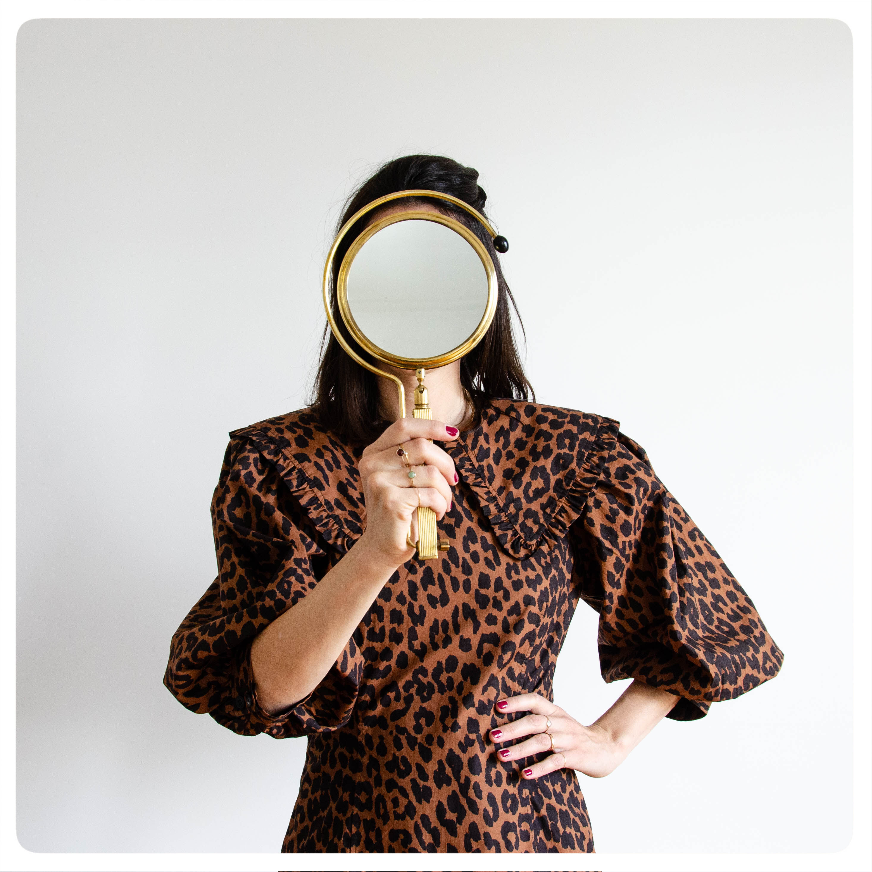 Old brass double sided mirror, France, Circa 1950