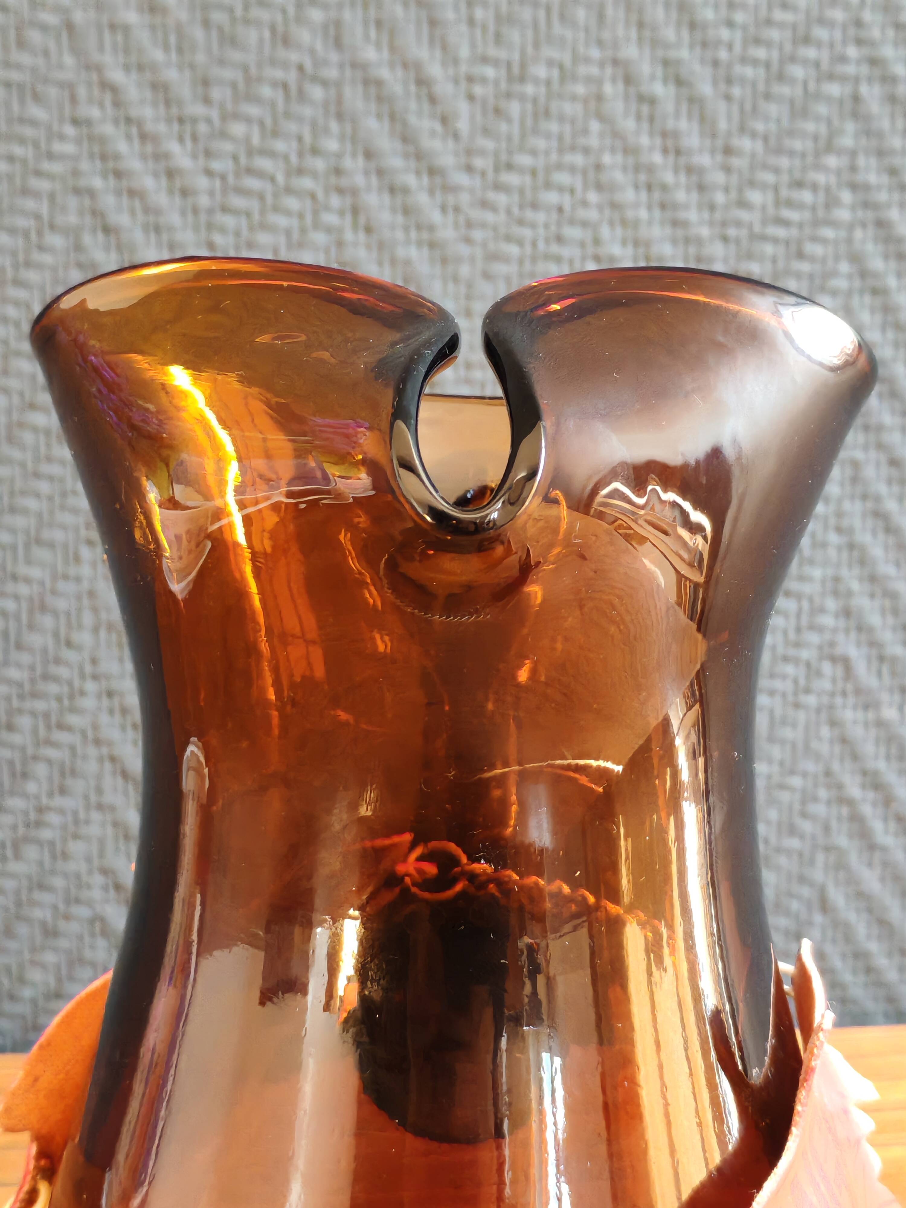 Carafe à Sangria Vintage Espagnole - Pichet en Verre Ambré Rétro