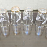4 old straight lenses feather pattern h 8 cm