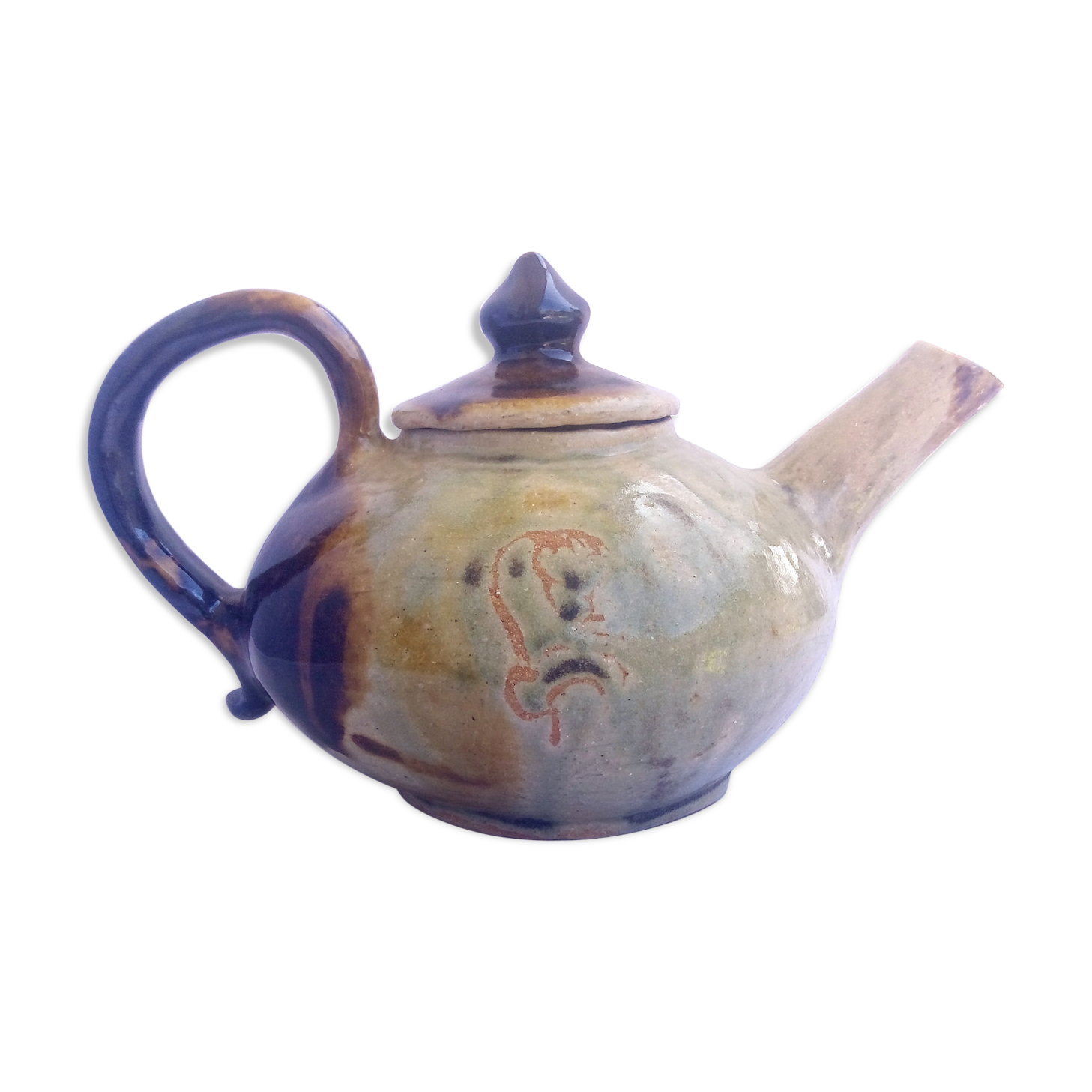 Rustic enamelled sandstone teapot
