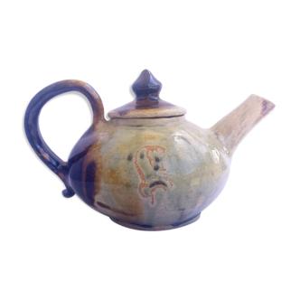 Rustic enamelled sandstone teapot