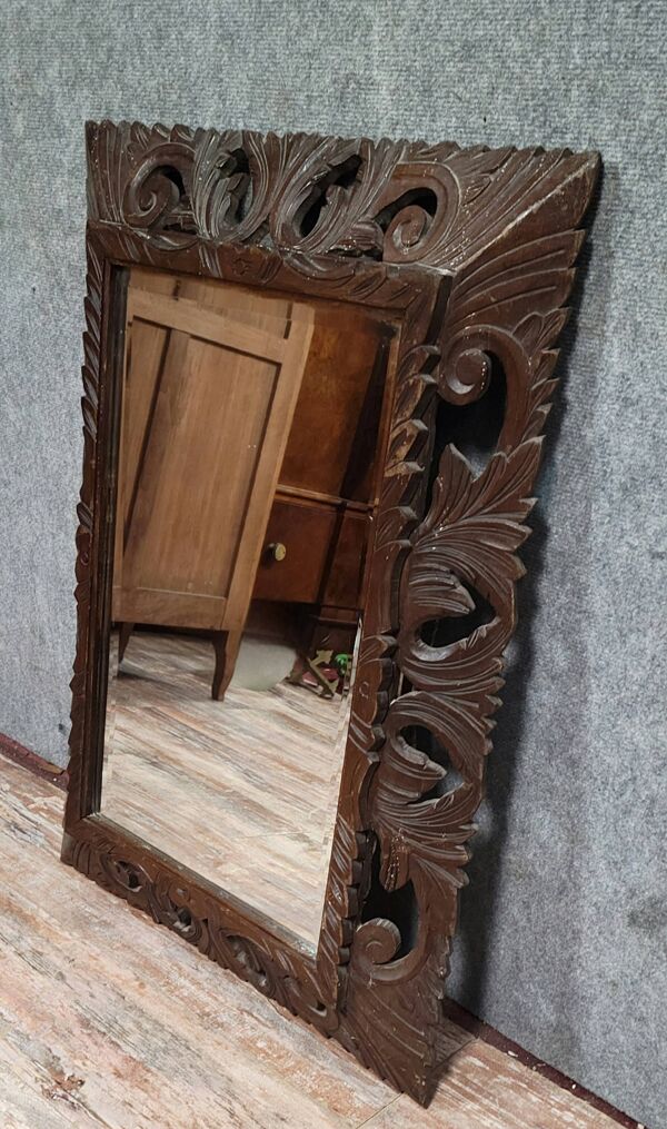 Miroir en chêne sculpté, époque XIXème