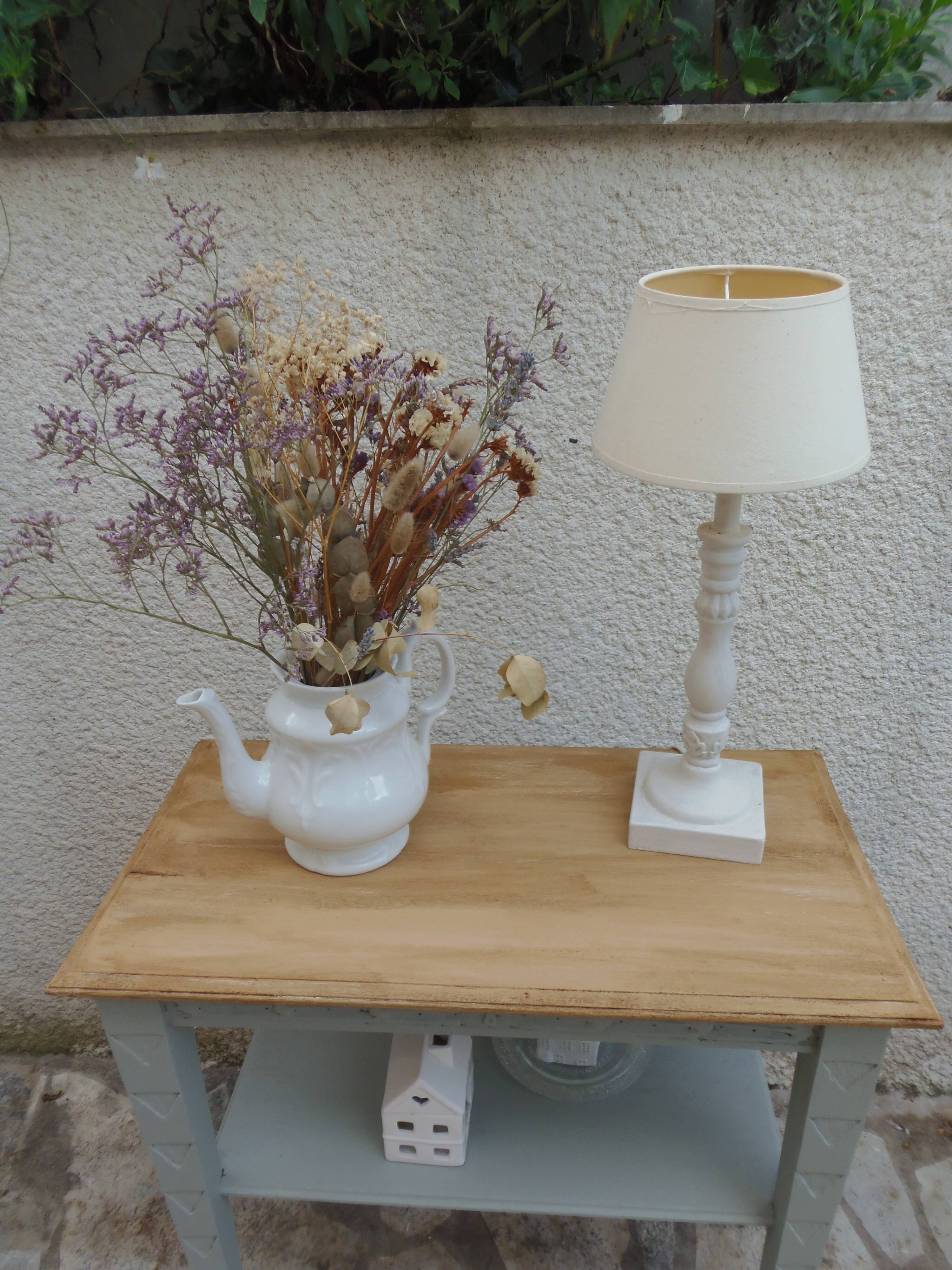 Vintage side table, reimagined in grey-green.