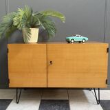 Blond wood low cabinet 1970s