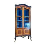 Vitrine En Marqueterie Et Bois Noirci De Style Transition XIX Eme Siècle