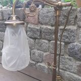 tulip lamp, articulated, art deco, bronze feet