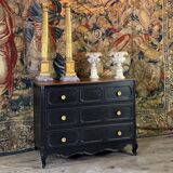 Louis XV oak chest of drawers, black patina, 18th century