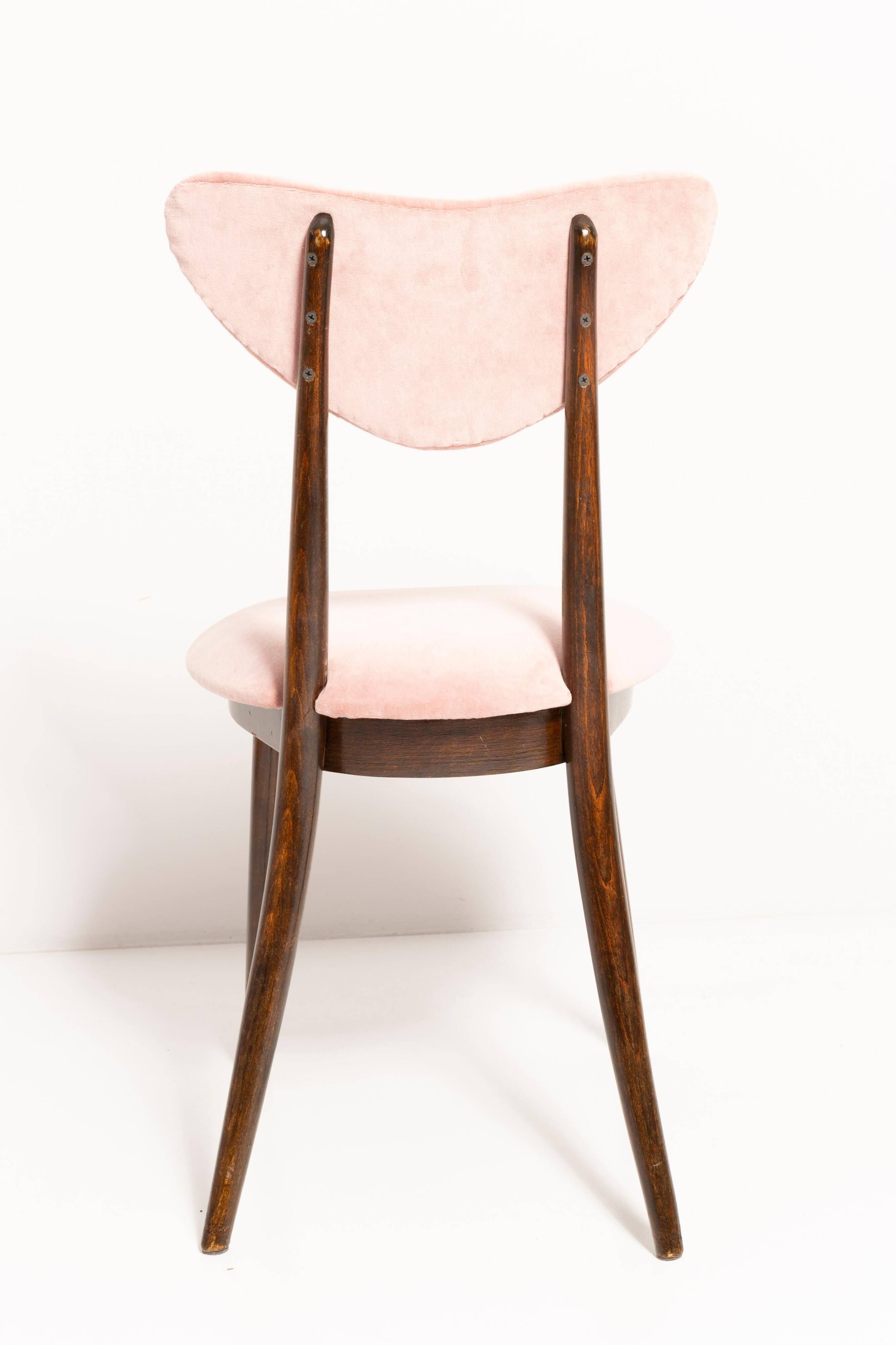 Pink Heart Mid-Century Cotton Velvet Chair, Europe, 1960s