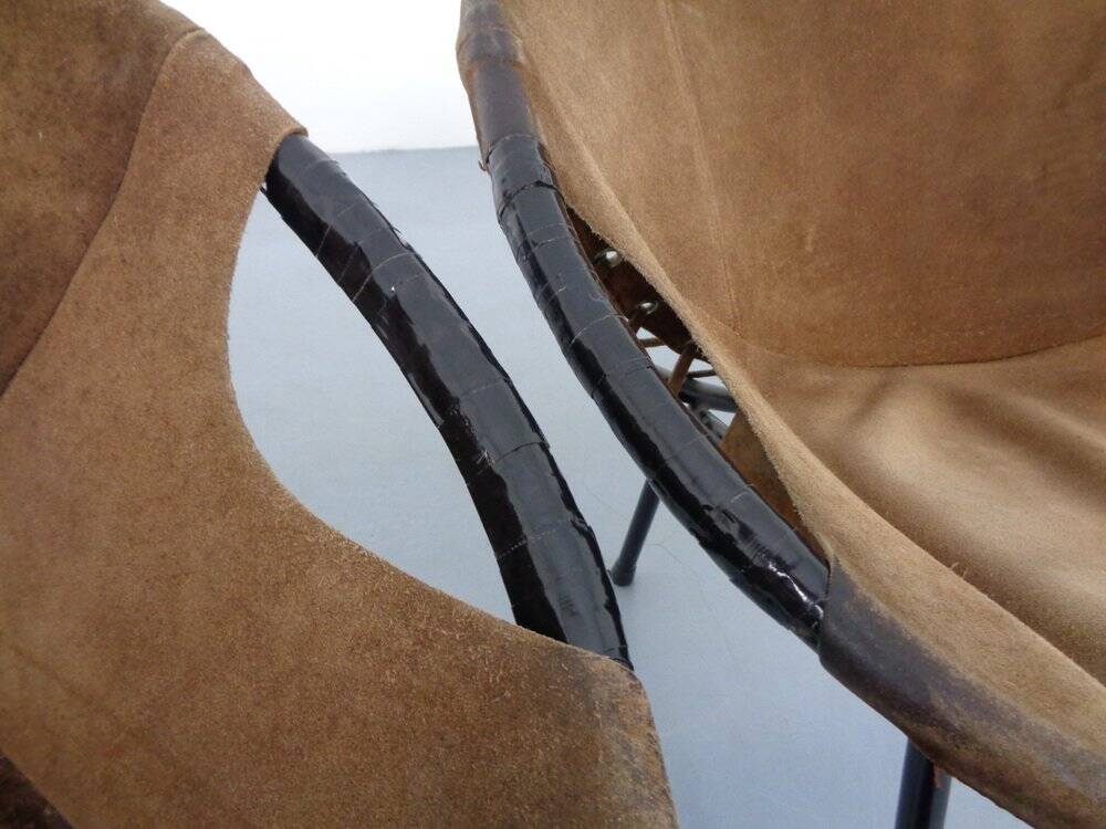 Set of vintage suede lounge chairs from Lusch, Germany, 1960s.